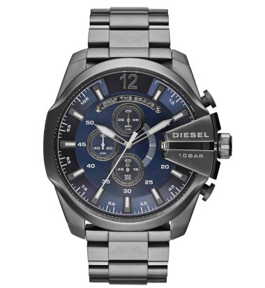 Diesel - Men's Mega Chief Chronograph Blue Dial Stainless Steel Watch